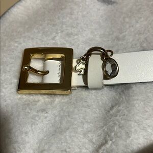 Elegant White Belt with Gold Buckle